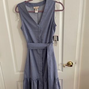 Blue dress with tie front